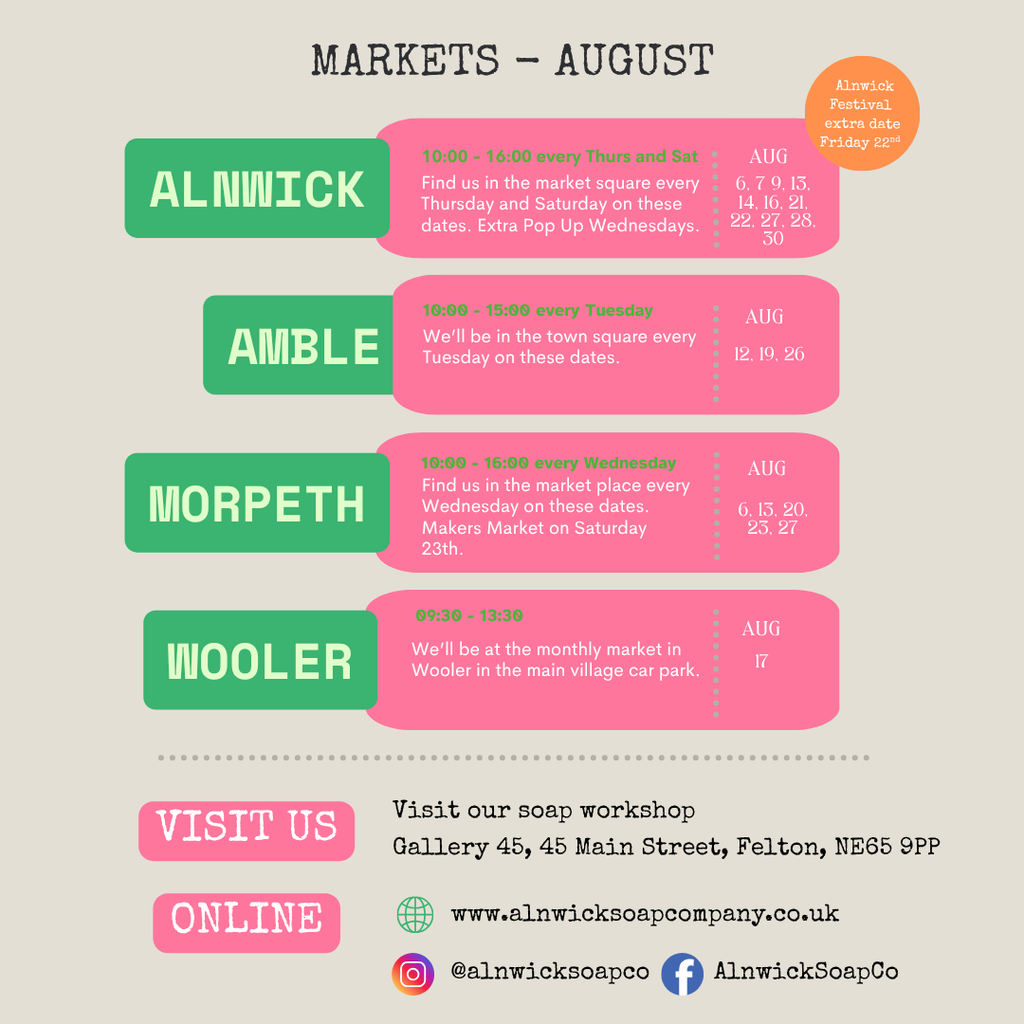 Markets and Pop ups in August